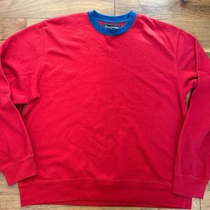 Abercrombie & Fitch Red Crewneck Sweatshirt with Blue Trim